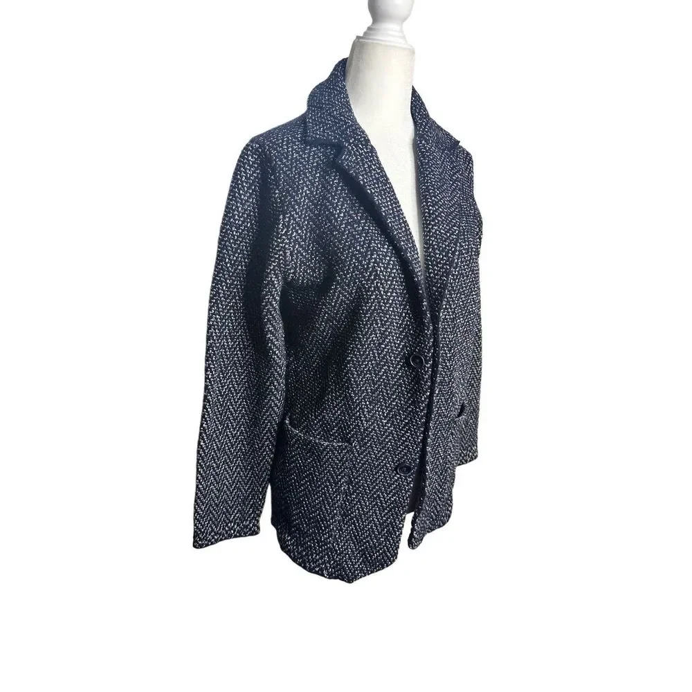 Massimo Dutti Knit Wool Blend Collared Blazer Sweater Jacket Size‎ Small Women's